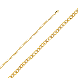 Hollow Bevelled Curb Chain - 14k Yellow Gold 3.5mm