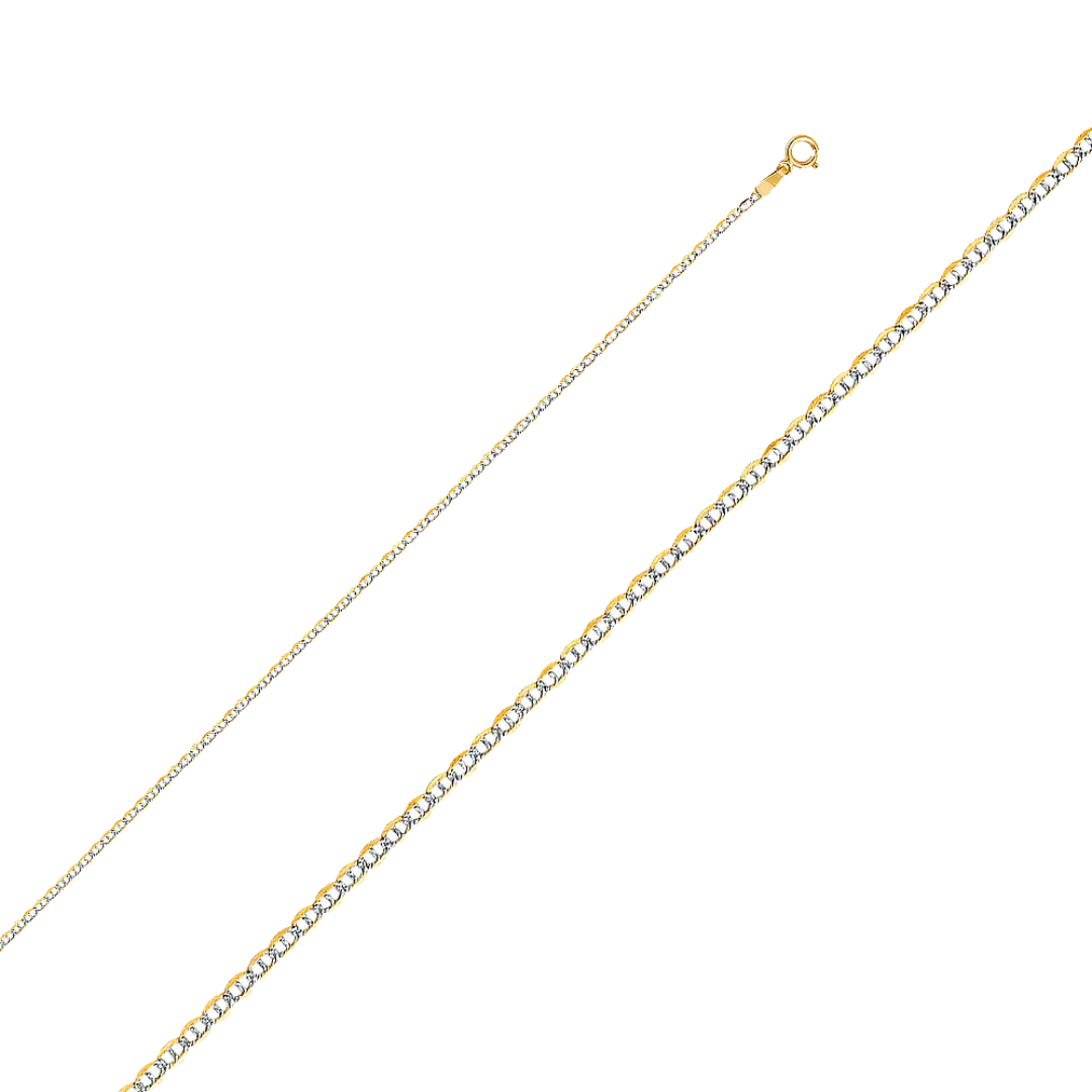 Flat Mariner White Pave Chain - 14k Yellow Gold 1.5mm