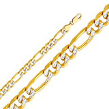 Figaro White Pave Chain - 14k Yellow Gold 9.5mm