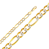 Figaro White Pave Chain - 14k Yellow Gold 8.6mm