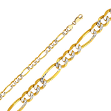 Figaro White Pave Chain - 14k Yellow Gold 6.9mm