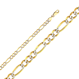 Figaro White Pave Chain - 14k Yellow Gold 6mm