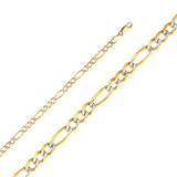 Figaro White Pave Chain - 14k Yellow Gold 4.7mm