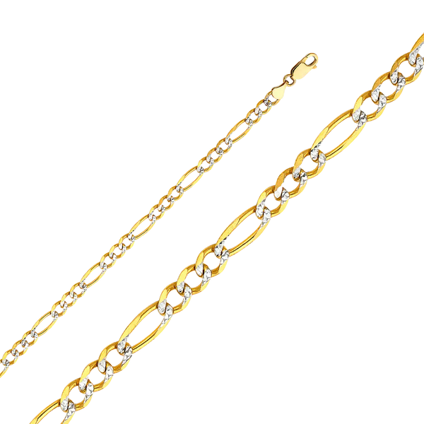 Figaro White Pave Chain - 14k Yellow Gold 4.7mm