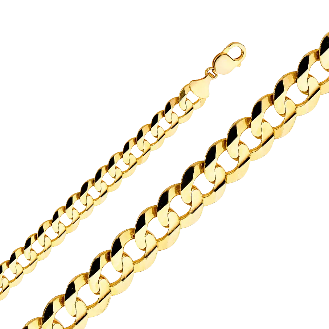 Cuban Concave Chain - 14k Yellow Gold 14mm