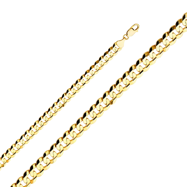 Cuban Concave Chain - 14k Yellow Gold 9.8mm