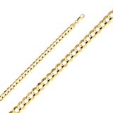 Cuban Concave Open Light Chain - 14k Yellow Gold 7mm