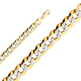 Cuban White Pave Chain - 14k Yellow Gold 14mm