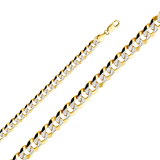 Cuban White Pave Chain - 14k Yellow Gold 9.8mm