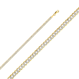 Cuban White Pave Chain - 14k Yellow Gold 4mm