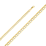 Cuban Open Light White Pave Chain - 14k Yellow Gold 7mm