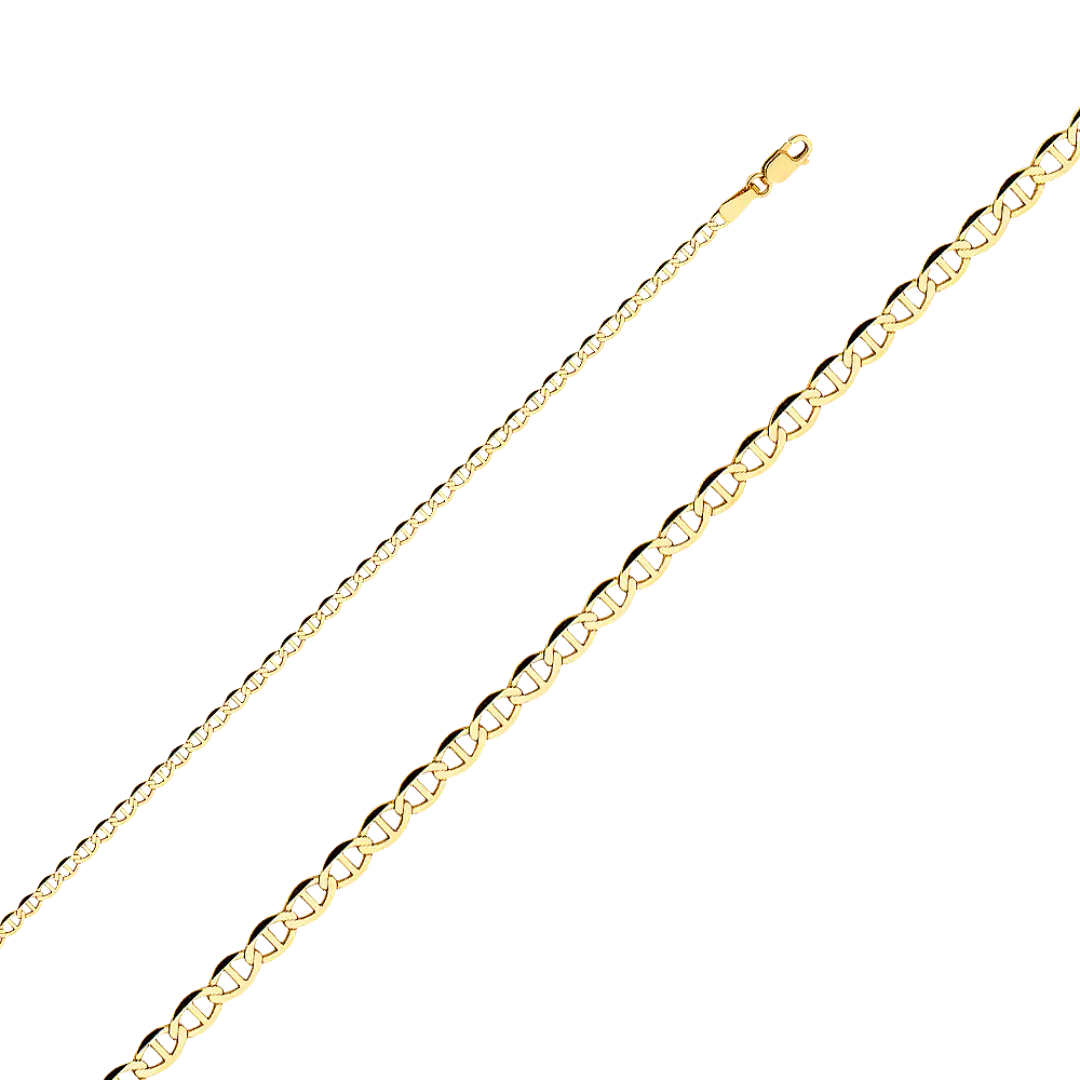 Flat Mariner Chain - 14k Yellow Gold 2.5mm