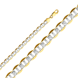 Flat Mariner White Pave Chain - 14k Yellow Gold 7.7mm