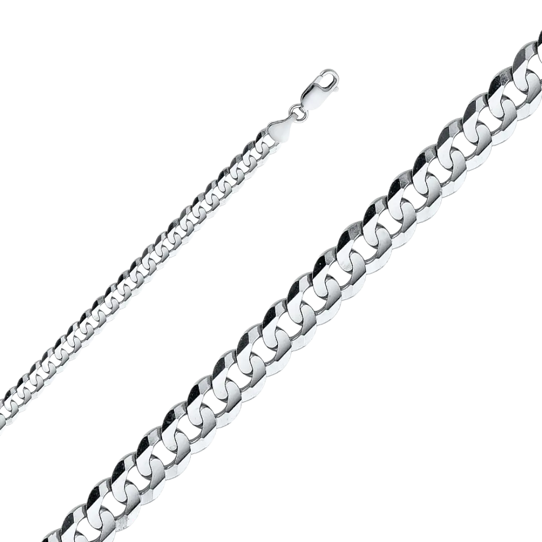 Cuban Concave Chain - 14k White Gold 6.9mm