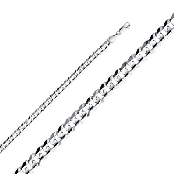 Cuban Concave Chain - 14k White Gold 5.9mm