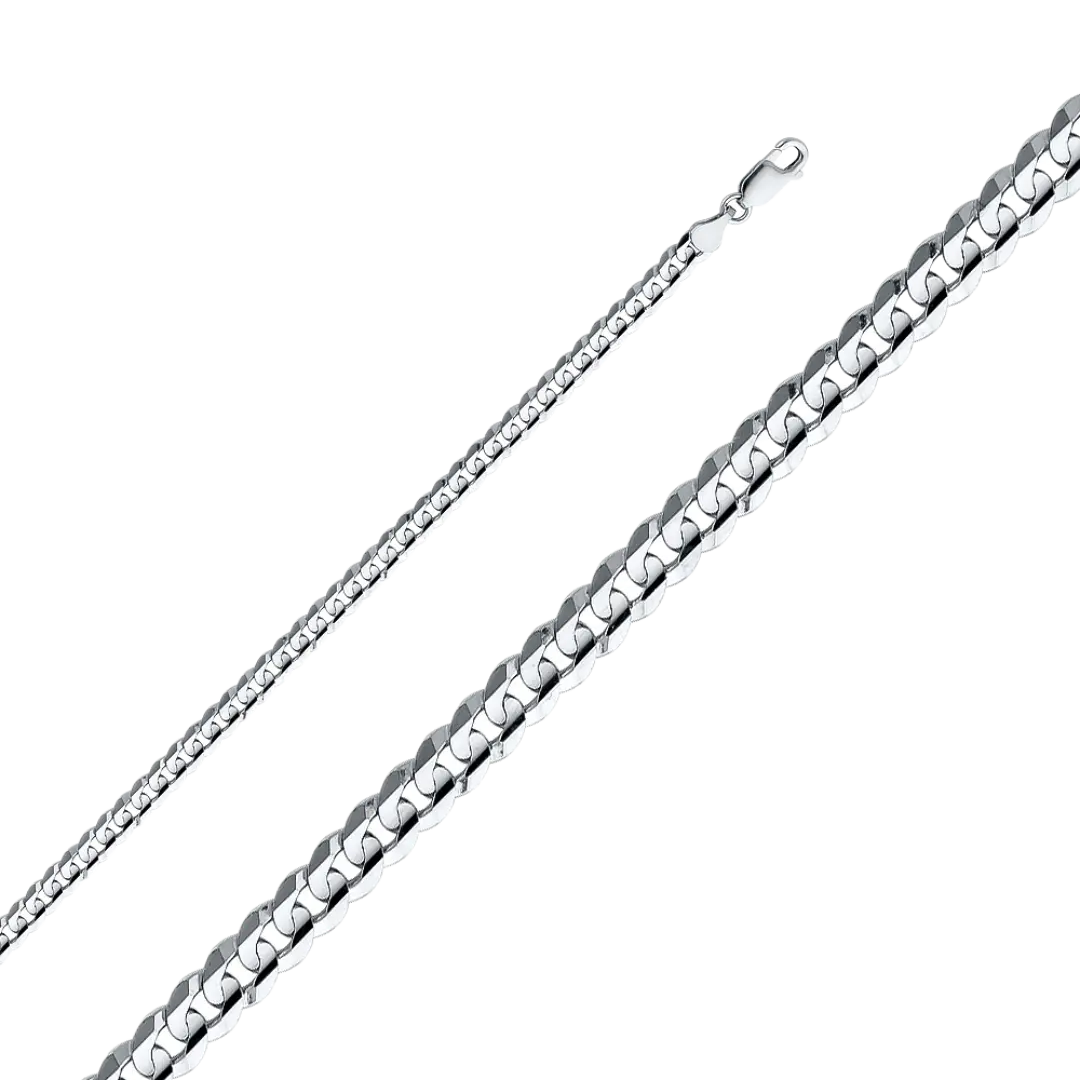 Cuban Concave Chain - 14k White Gold 4.8mm