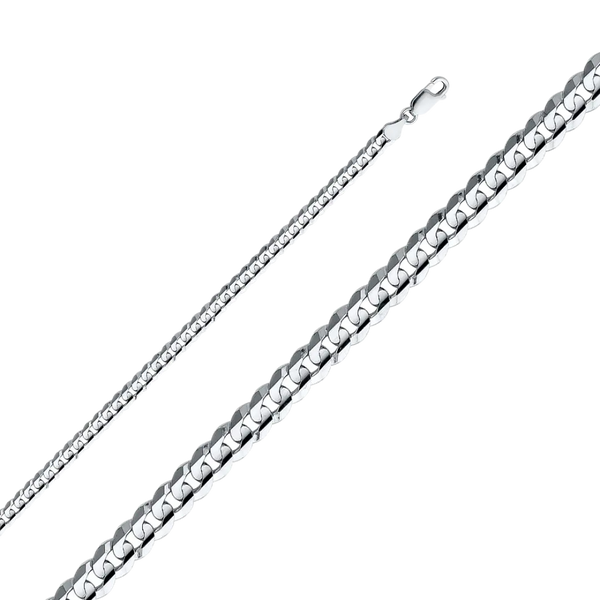 Cuban Concave Chain - 14k White Gold 4.8mm