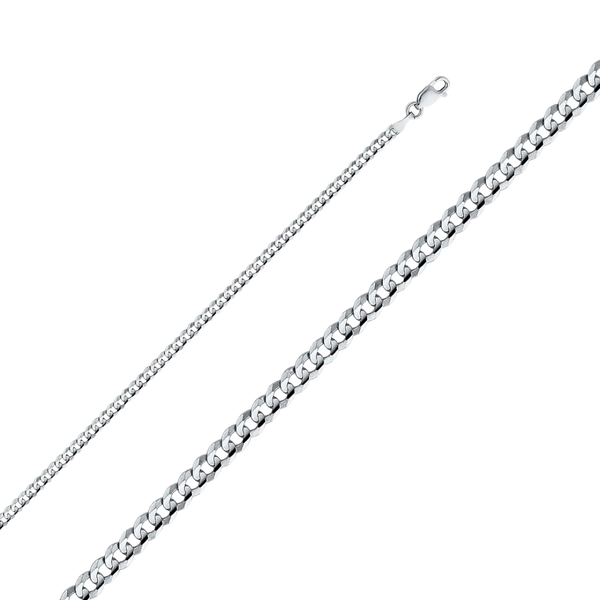 Cuban Concave Chain - 14k White Gold 3.1mm