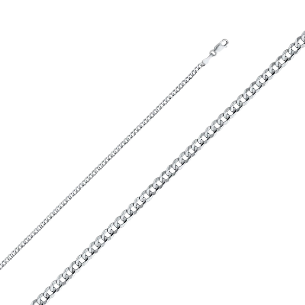 Cuban Concave Chain - 14k White Gold 2.7mm