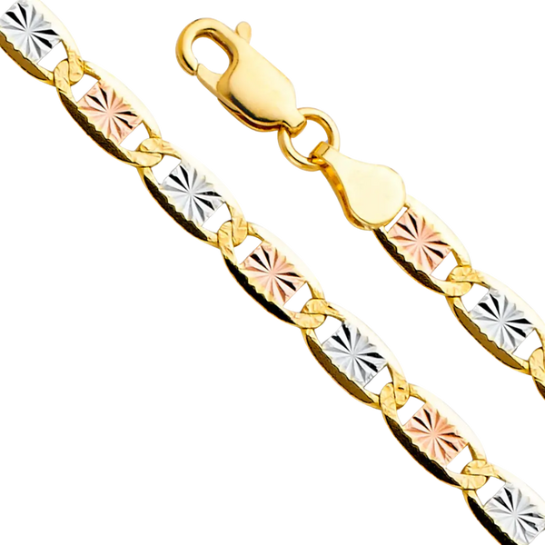 Valentino Star DC Chain - 14K Tri Color Gold 4.2mm