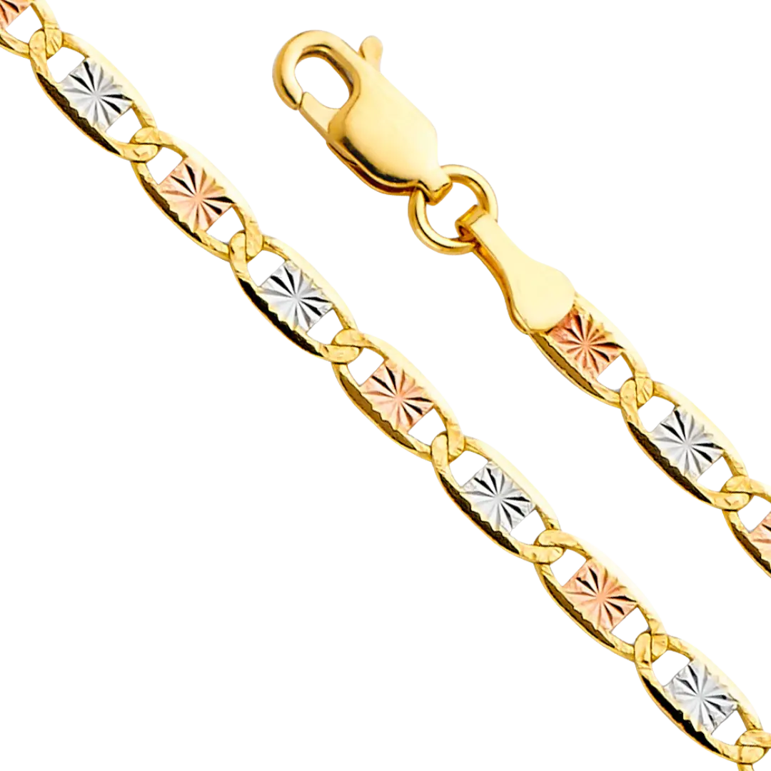 Valentino Star DC Chain - 14K Tri Color Gold 3.3mm