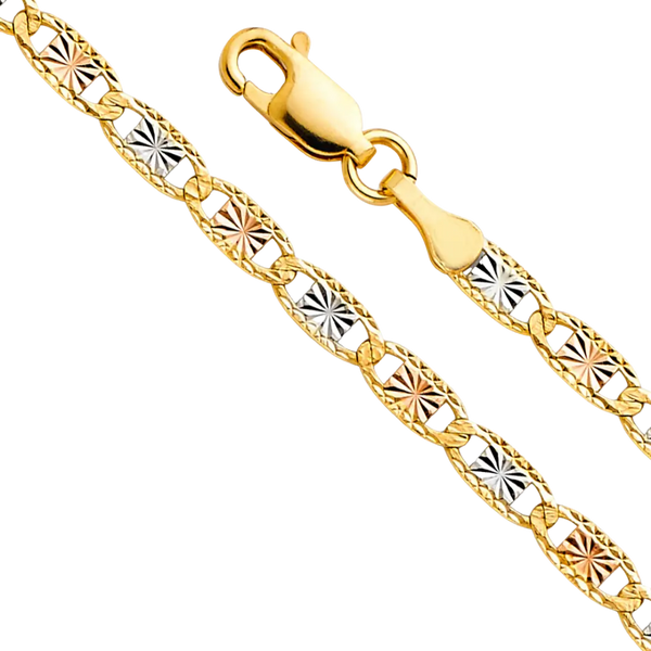 Valentino Star Edge DC Chain - 14K Tri Color Gold 3.3mm