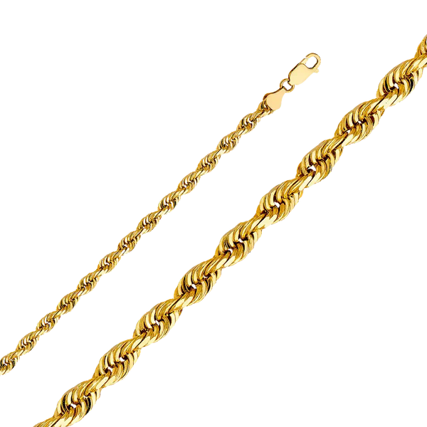 Solid Light Rope Chain - 14k Yellow Gold 5.1mm