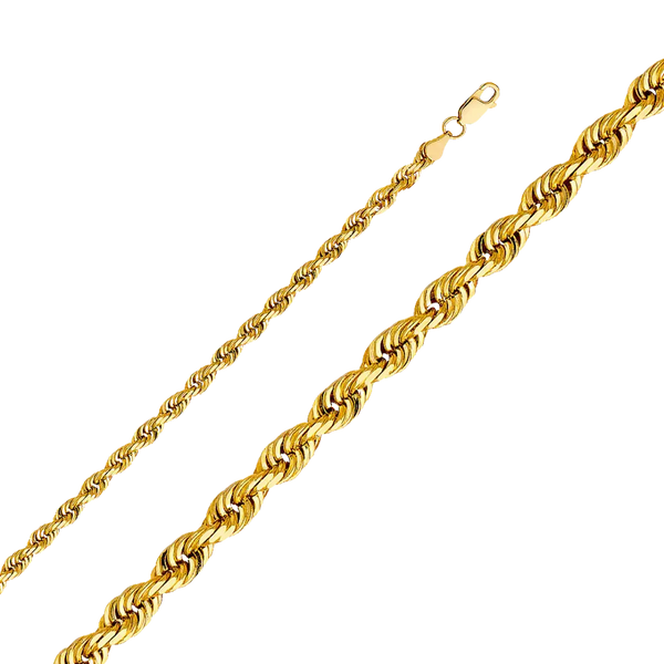 Solid Light Rope Chain - 14k Yellow Gold 4.4mm