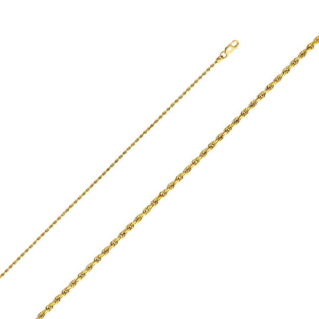 Solid Rope Chain - 14k Yellow Gold 1.5mm