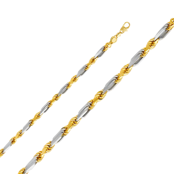 Solid Figarope Chain - 14k Two Tone Gold 6.5mm