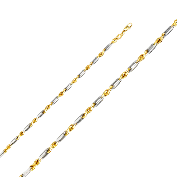 Solid Figarope Chain - 14k Two Tone Gold 4mm