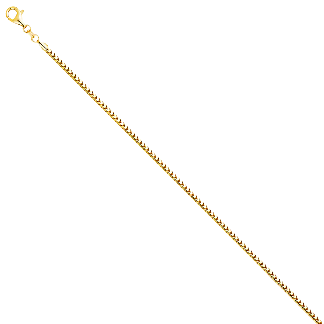 Solid Round Franco Chain - 14k Yellow Gold 2.2mm