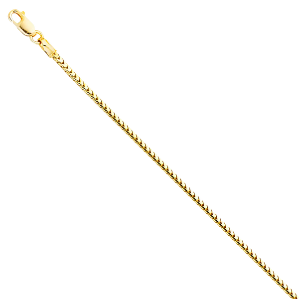 Solid Round Franco Chain - 14k Yellow Gold 1.6mm