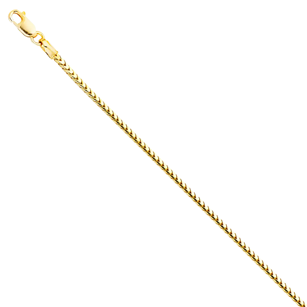 Solid Round Franco Chain - 14k Yellow Gold 1.6mm