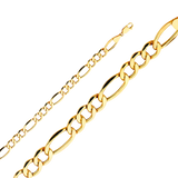 Bevelled Figaro Chain - 14k Yellow Gold 6.5mm