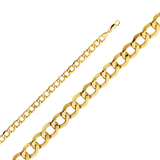 Hollow Bevelled Curb Chain - 14k Yellow Gold 6.8mm