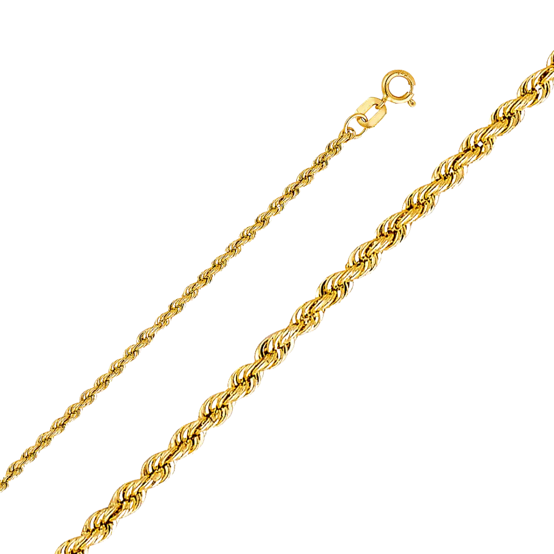 Hollow Rope Chain - 14k Yellow Gold 1.8mm