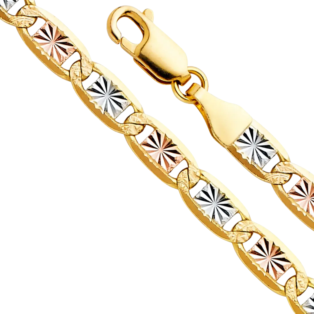 Valentino Star DC Chain - 14K Tri Color Gold 4.8mm