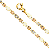 Flat Valentino Star Edge DC Chain - 14K Tri Color Gold 3.0mm