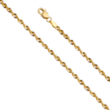 Hollow Super Light French Rope Chain - 14k Yellow Gold 2.5mm