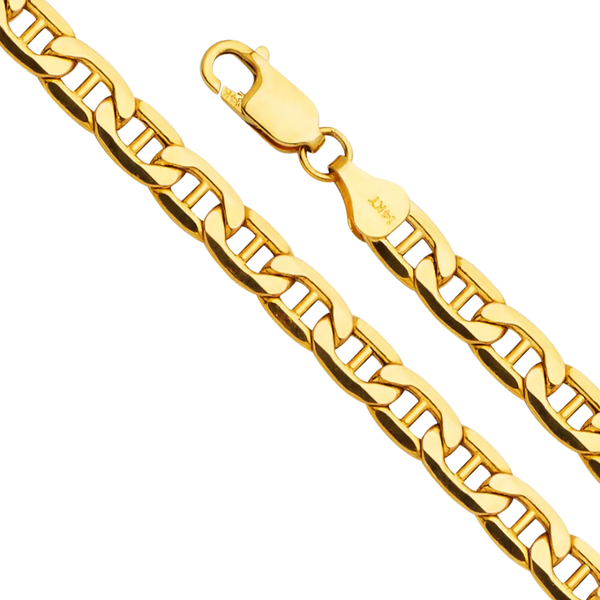 Bevelled Mariner Chain - 14k Yellow Gold 6.2mm