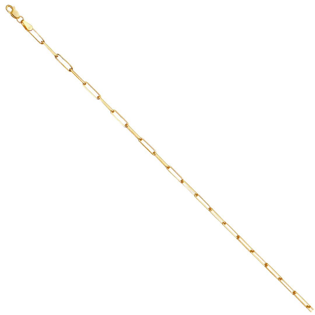 Solid Paperclip Chain - 14k Yellow Gold 2.7mm