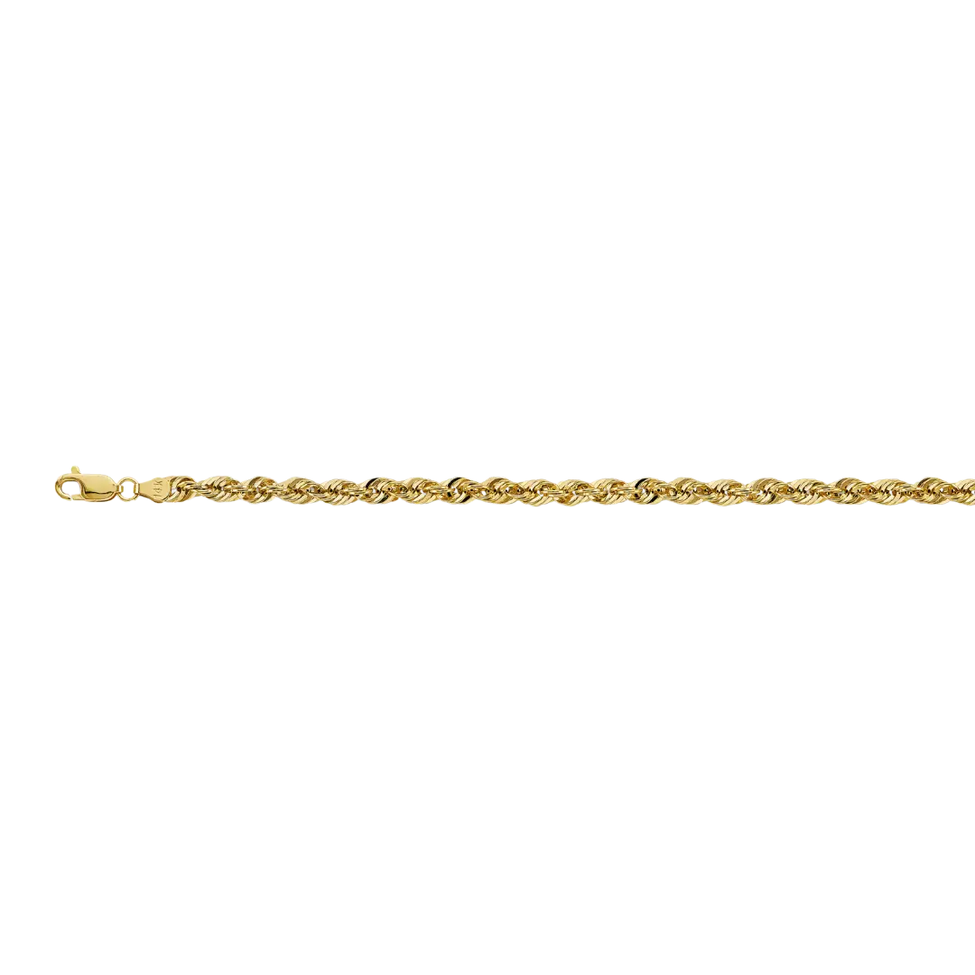 Hollow Super Light French Rope Chain - 14k Yellow Gold 4.3mm