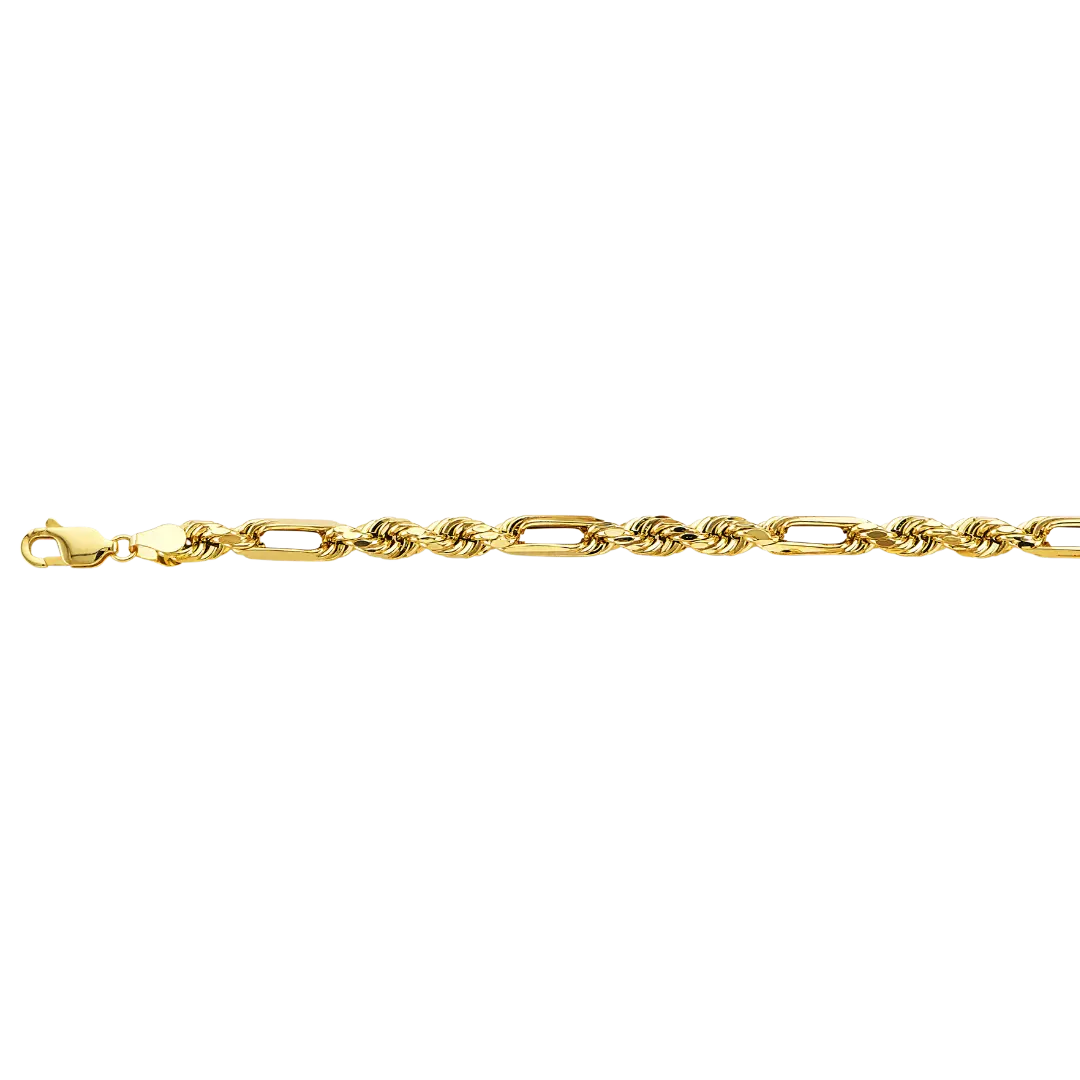 Hollow Figarope Chain - 14k Yellow Gold 4.7mm