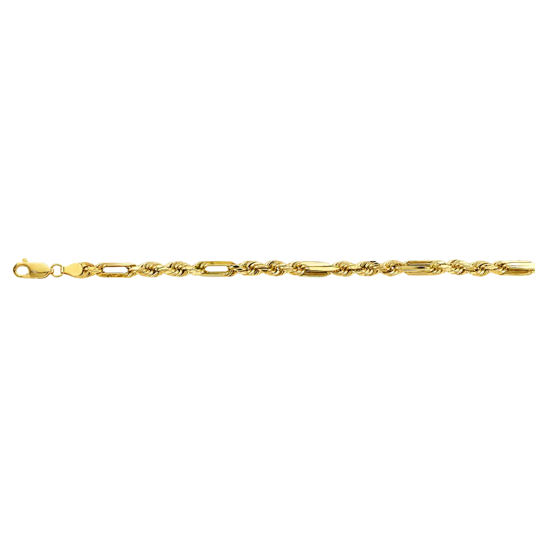 Hollow Figarope Chain - 14k Yellow Gold 4.3mm