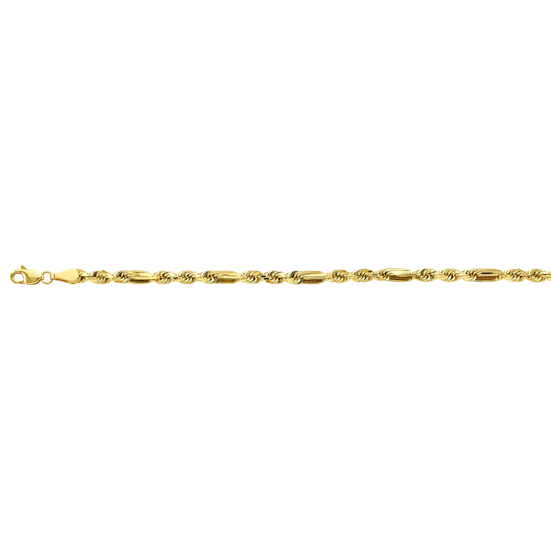 Hollow Figarope Chain - 14k Yellow Gold 3.4mm