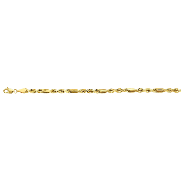 Hollow Figarope Chain - 14k Yellow Gold 3.4mm