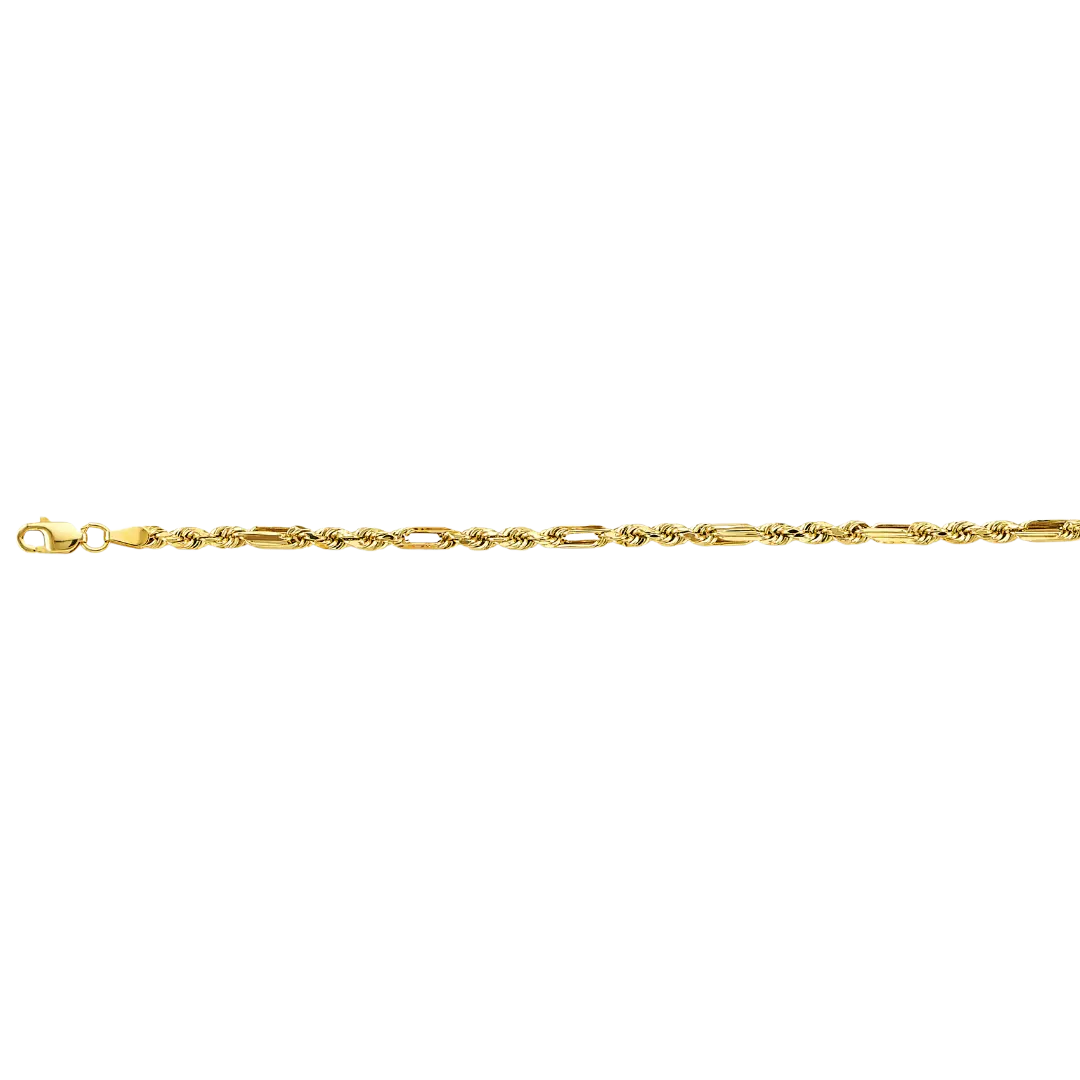 Hollow Figarope Chain - 14k Yellow Gold 2.8mm