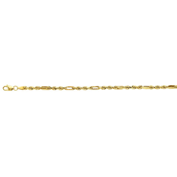 Hollow Figarope Chain - 14k Yellow Gold 2.8mm