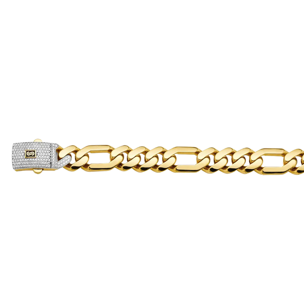 Hollow Figaro Monaco Chain - 14k Yellow Gold 13.5mm